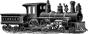 Vintage Steam Engine Illustration PNG Image