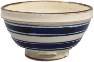 Vintage Striped Ceramic Bowl PNG Image