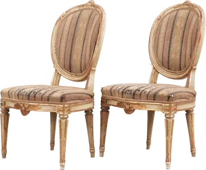 Vintage Striped French Chairs Transparent Background PNG Image