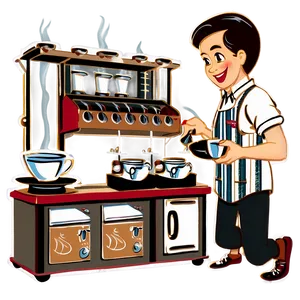 Vintage Style Barista Png Kal33 PNG Image