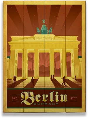 Vintage Style Brandenburg Gate Poster PNG Image