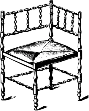 Vintage Style Corner Chair Illustration PNG Image