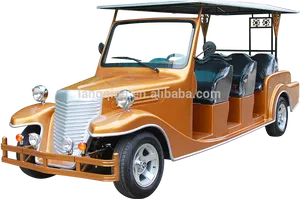 Vintage Style Orange Tourist Car PNG Image