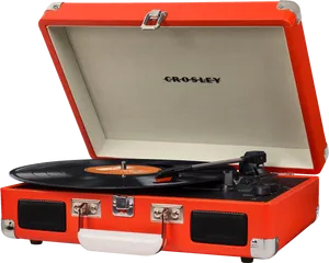 Vintage Style Portable Turntable PNG Image