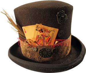 Vintage Styled Top Hatwith Playing Cards PNG Image