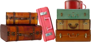 Vintage Suitcase Collection PNG Image