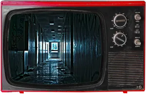 Vintage T V Hallway Illusion PNG Image