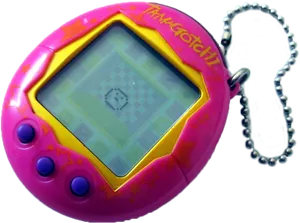 Vintage Tamagotchi Pink Yellow PNG Image