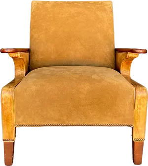 Vintage Tan Leather Club Chair PNG Image