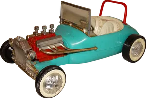 Vintage Teal Pedal Car Classic Design PNG Image