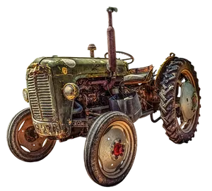 Vintage Tractor Isolatedon Black PNG Image