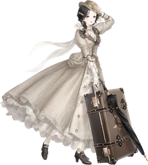 Vintage Travelerwith Luggage PNG