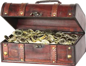 Vintage Treasure Chest Fullof Gold Coins.png PNG Image