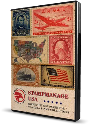 Vintage U S A Stamp Collection Software Box PNG Image