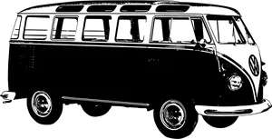 Vintage Volkswagen Bus Silhouette PNG Image