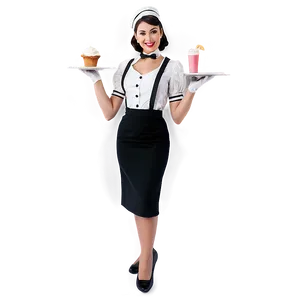 Vintage Waitress Outfit Png Vhx3 PNG Image