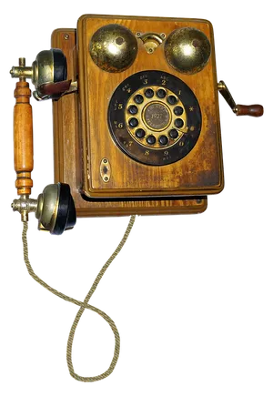 Vintage Wall Mounted Rotary Telephone PNG Image