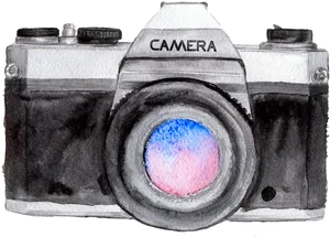 Vintage Watercolor Camera Illustration PNG Image