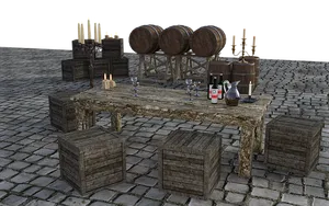 Vintage Wine Tasting Setup PNG