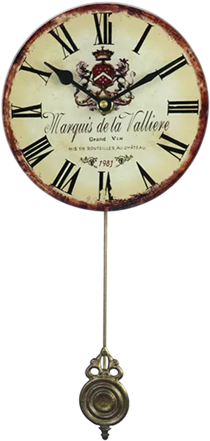 Vintage Wine Theme Pendulum Clock PNG Image