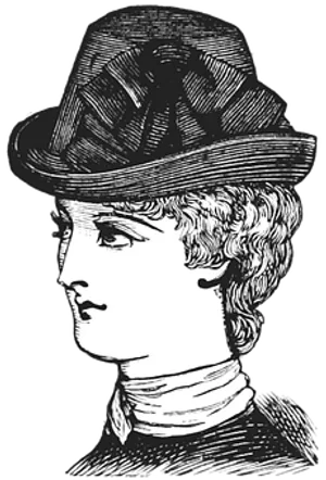 Vintage Woman With Hat Illustration PNG Image