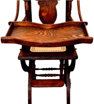 Vintage Wooden Captains Chair Transparent Background PNG Image