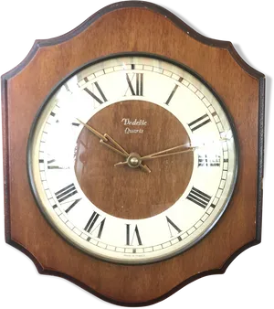 Vintage Wooden Quartz Wall Clock PNG Image