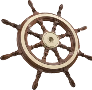 Vintage Wooden Ship Wheel PNG Image