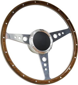 Vintage Wooden Steering Wheel PNG Image