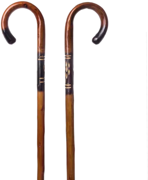 Vintage Wooden Walking Sticks PNG Image