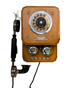 Vintage Wooden Wall Telephone PNG Image