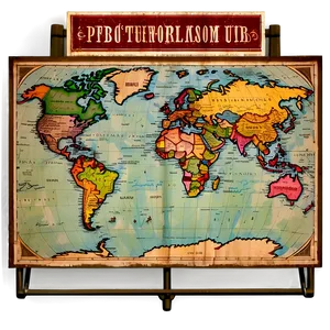 Vintage World Map Poster Png Xhh PNG Image