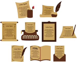 Vintage Writing Toolsand Papers PNG Image