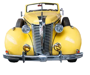 Vintage Yellow Car Front View PNG Image