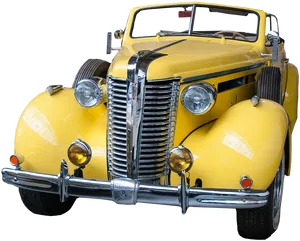 Vintage Yellow Convertible Classic Car PNG Image