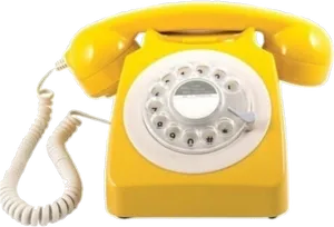 Vintage Yellow Rotary Phone PNG Image