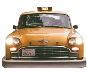 Vintage Yellow Taxi Front View PNG Image