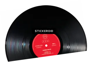 Vinyl_ Record_with_ Red_ Label PNG Image