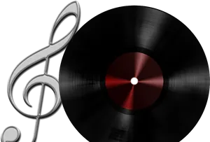 Vinyl Recordand Treble Clef PNG Image