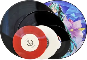 Vinyl Recordsand Anime Character Design PNG Image