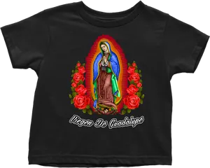 Virgen De Guadalupe Black Tshirt Design PNG Image