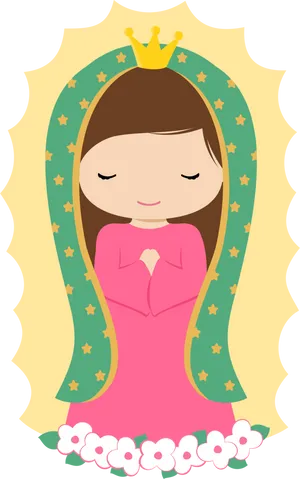 Virgen De Guadalupe Cartoon Illustration PNG Image