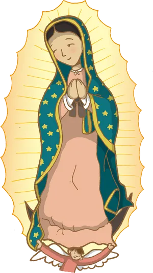 Virgen De Guadalupe Cartoon Illustration PNG Image