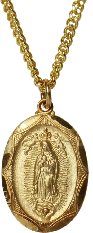 Virgen De Guadalupe Gold Pendant PNG Image