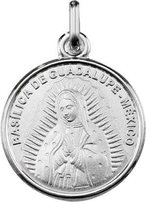 Virgen De Guadalupe Silver Pendant PNG Image