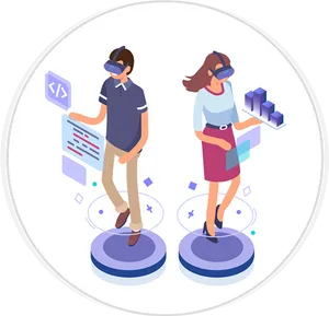 Virtual Reality Professionals Isometric PNG Image