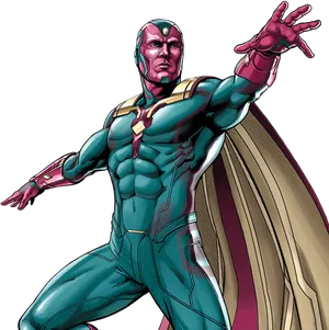 Vision Superhero Action Pose PNG Image