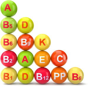 Vitamin Complex3 D Balls Structure PNG Image