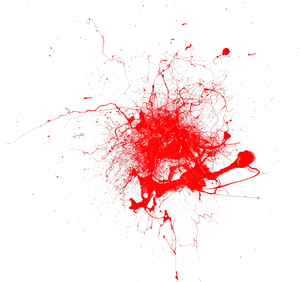 Vivid Red Splatteron Black Background PNG Image