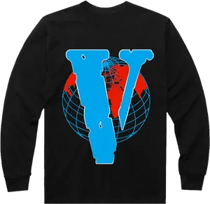 Vlone Logo Black Long Sleeve Shirt PNG Image